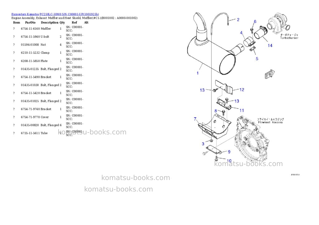 Komatsu PC210LC-10M0 S/N C00001-UP Parts catalog cover Komatsu PC210LC-10M0 S/N C00001-UP Parts catalog cover