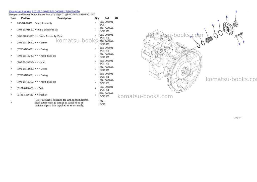 Komatsu PC210LC-10M0 S/N C00001-UP Parts catalog cover Page 10 Komatsu PC210LC-10M0 S/N C00001-UP Parts catalog cover Page 10