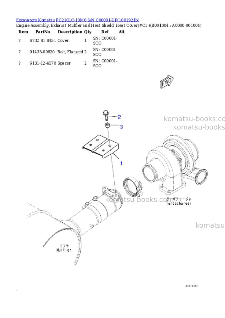 Komatsu PC210LC-10M0 S/N C00001-UP Parts catalog cover Page 3 Komatsu PC210LC-10M0 S/N C00001-UP Parts catalog cover Page 3