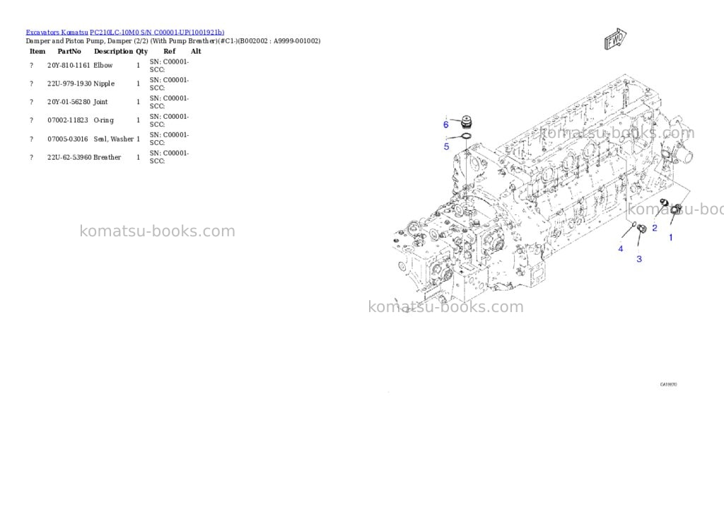Komatsu PC210LC-10M0 S/N C00001-UP Parts catalog cover Page 5 Komatsu PC210LC-10M0 S/N C00001-UP Parts catalog cover Page 5