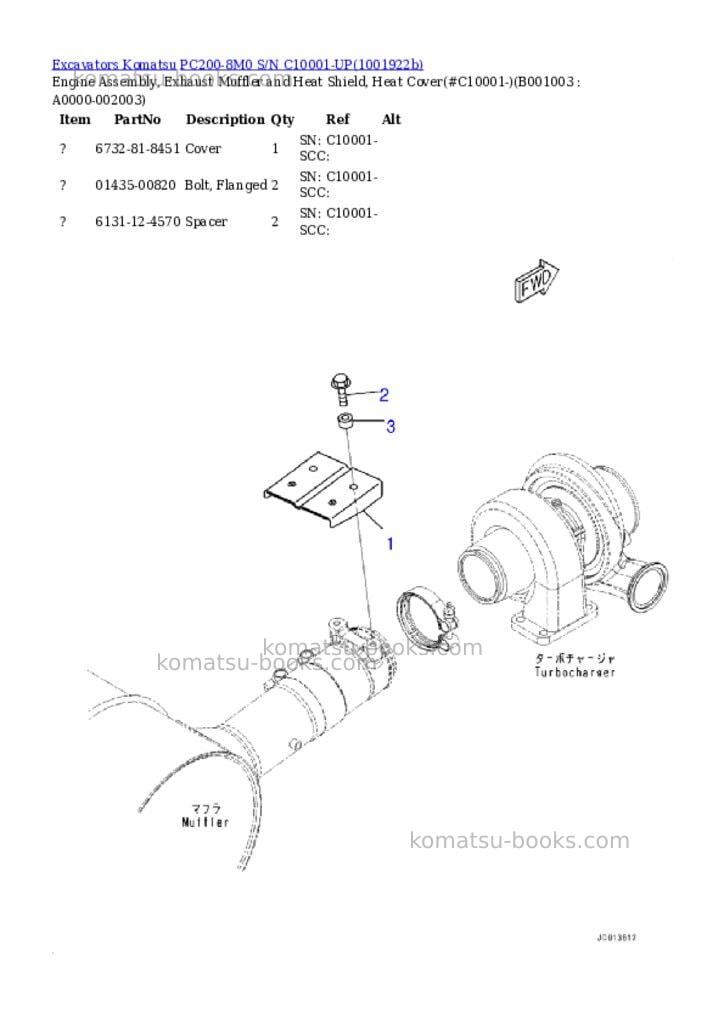 Komatsu PC200-8M0 S/N C10001-UP Parts catalog cover Page 2 Komatsu PC200-8M0 S/N C10001-UP Parts catalog cover Page 2