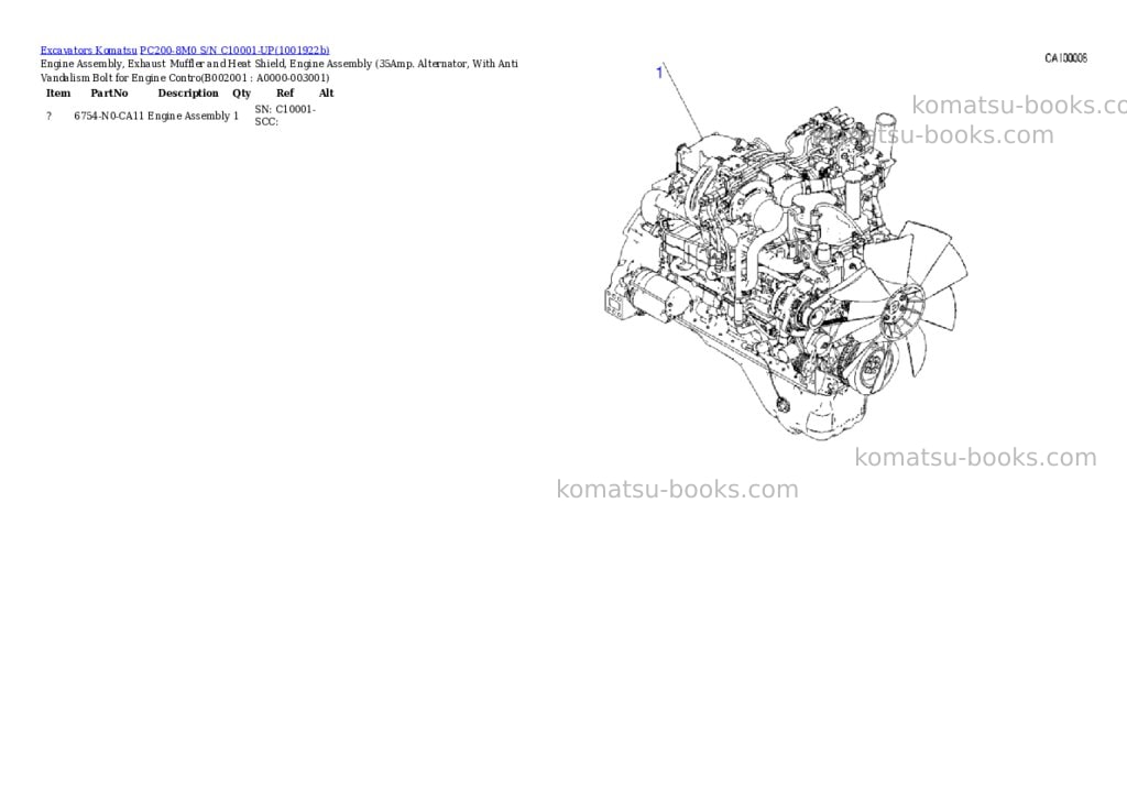 Komatsu PC200-8M0 S/N C10001-UP Parts catalog cover Page 3 Komatsu PC200-8M0 S/N C10001-UP Parts catalog cover Page 3