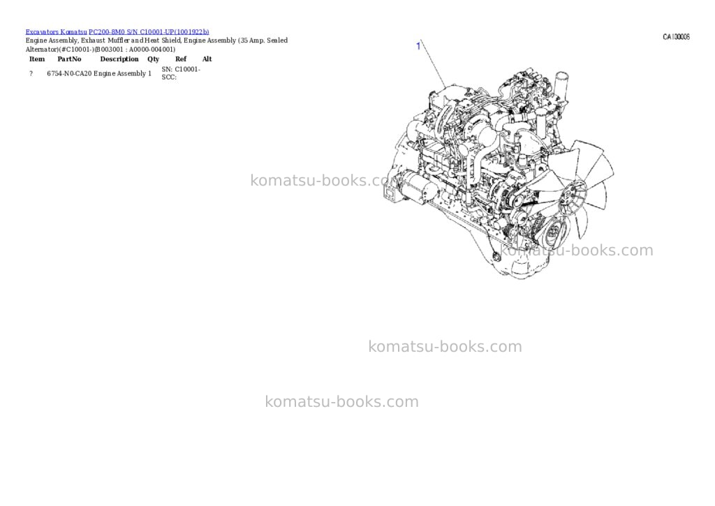 Komatsu PC200-8M0 S/N C10001-UP Parts catalog cover Page 6 Komatsu PC200-8M0 S/N C10001-UP Parts catalog cover Page 6