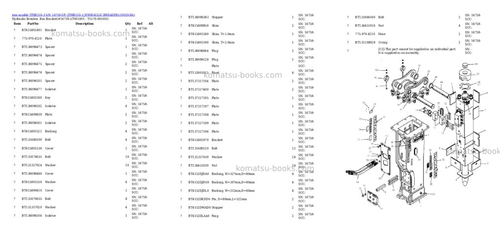 Komatsu JTHB210-3 S/N 16759-UP (JTHB210-3_HYDRAULIC BREAKER) Parts catalog cover