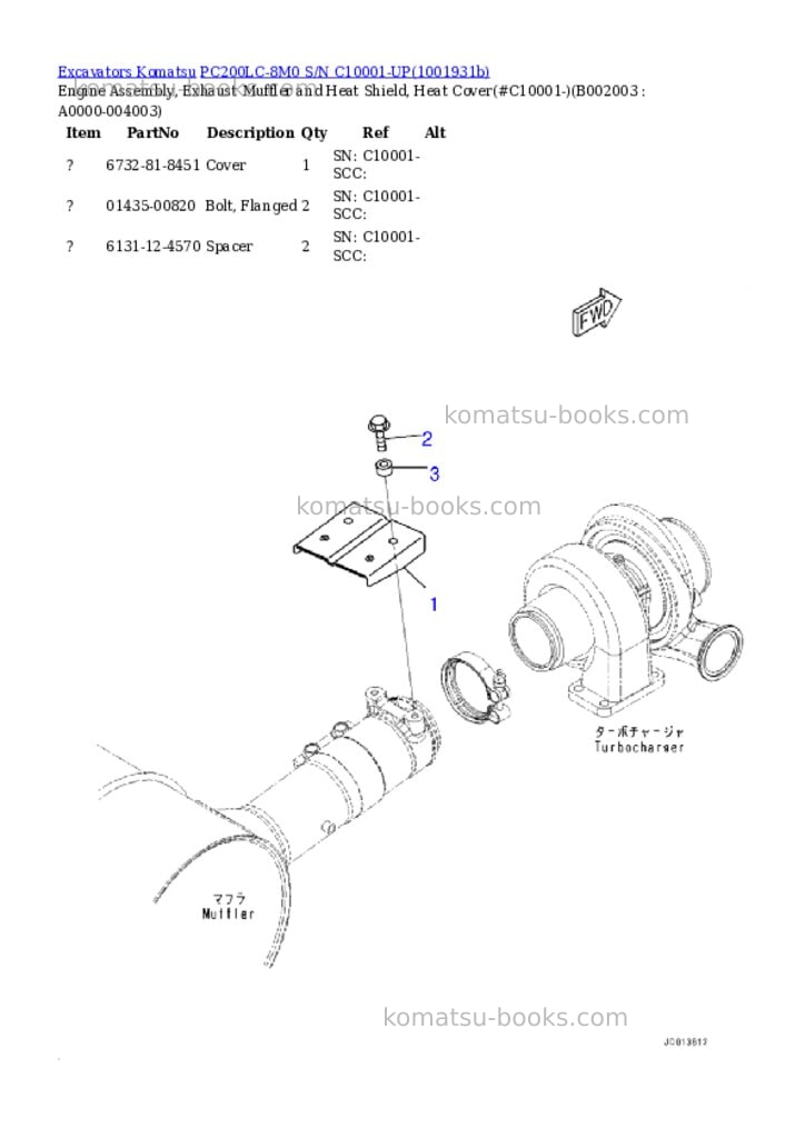 Komatsu PC200LC-8M0 S/N C10001-UP Parts catalog cover Page 5 Komatsu PC200LC-8M0 S/N C10001-UP Parts catalog cover Page 5