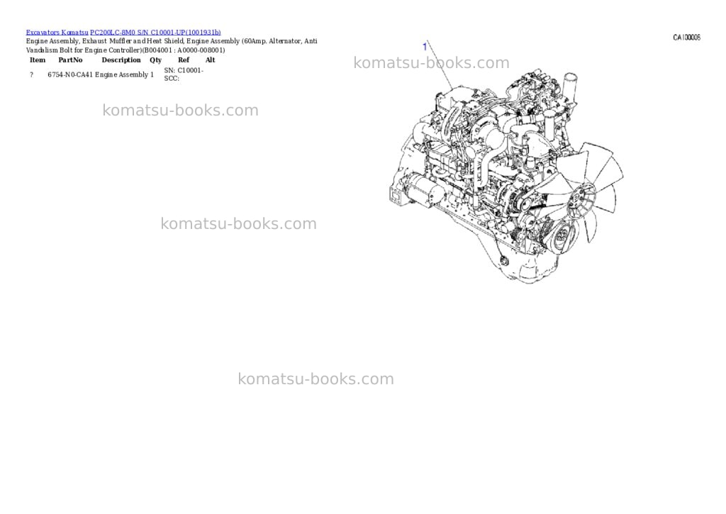 Komatsu PC200LC-8M0 S/N C10001-UP Parts catalog cover Page 9 Komatsu PC200LC-8M0 S/N C10001-UP Parts catalog cover Page 9