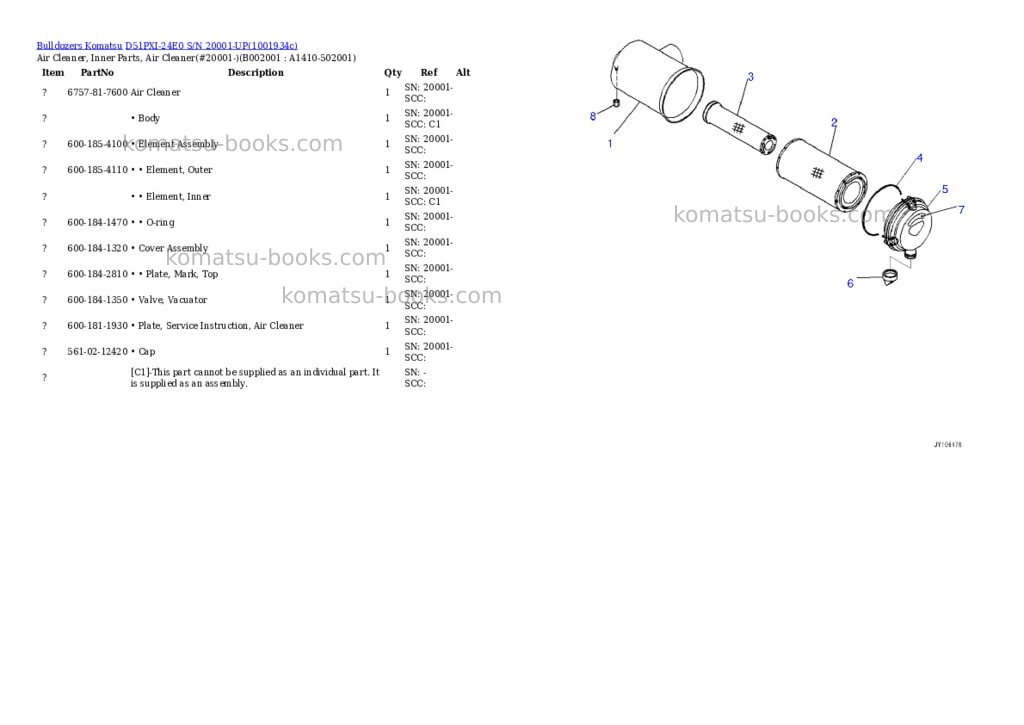 Komatsu D51PXI-24E0 S/N 20001-UP Parts catalog cover