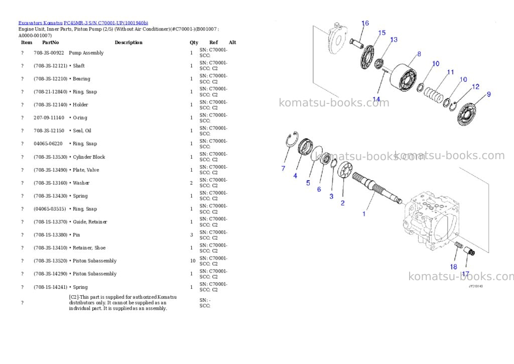 Komatsu PC45MR-3 S/N C70001-UP Parts catalog cover Page 6 Komatsu PC45MR-3 S/N C70001-UP Parts catalog cover Page 6