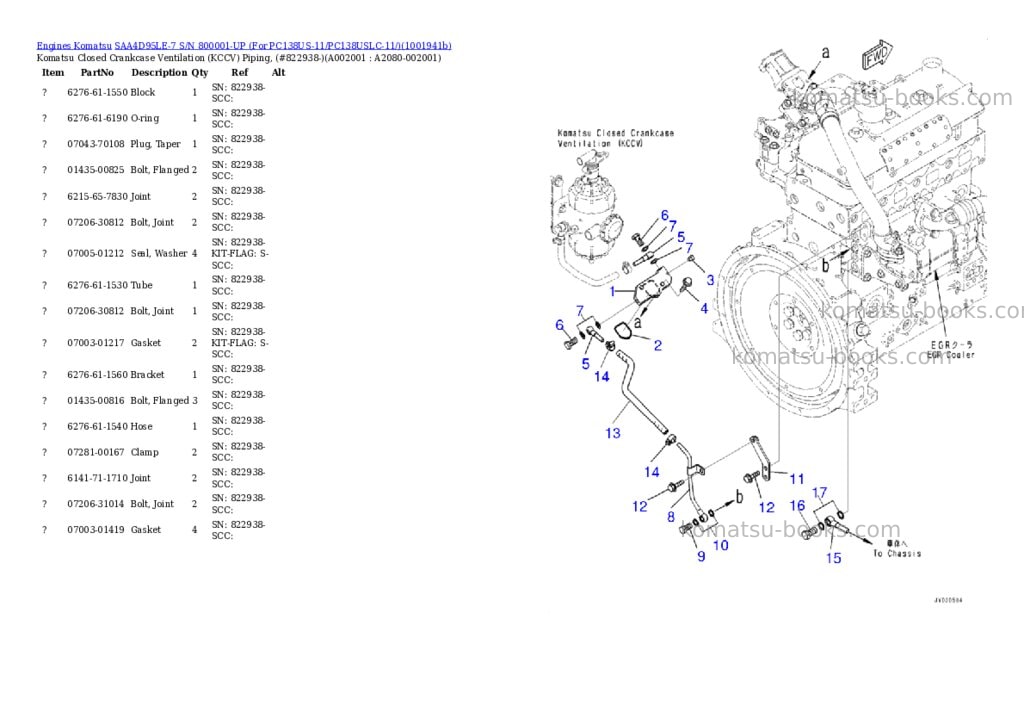Komatsu SAA4D95LE-7 S/N 800001-UP (For PC138US-11/PC138USLC-11/) Parts catalog cover
