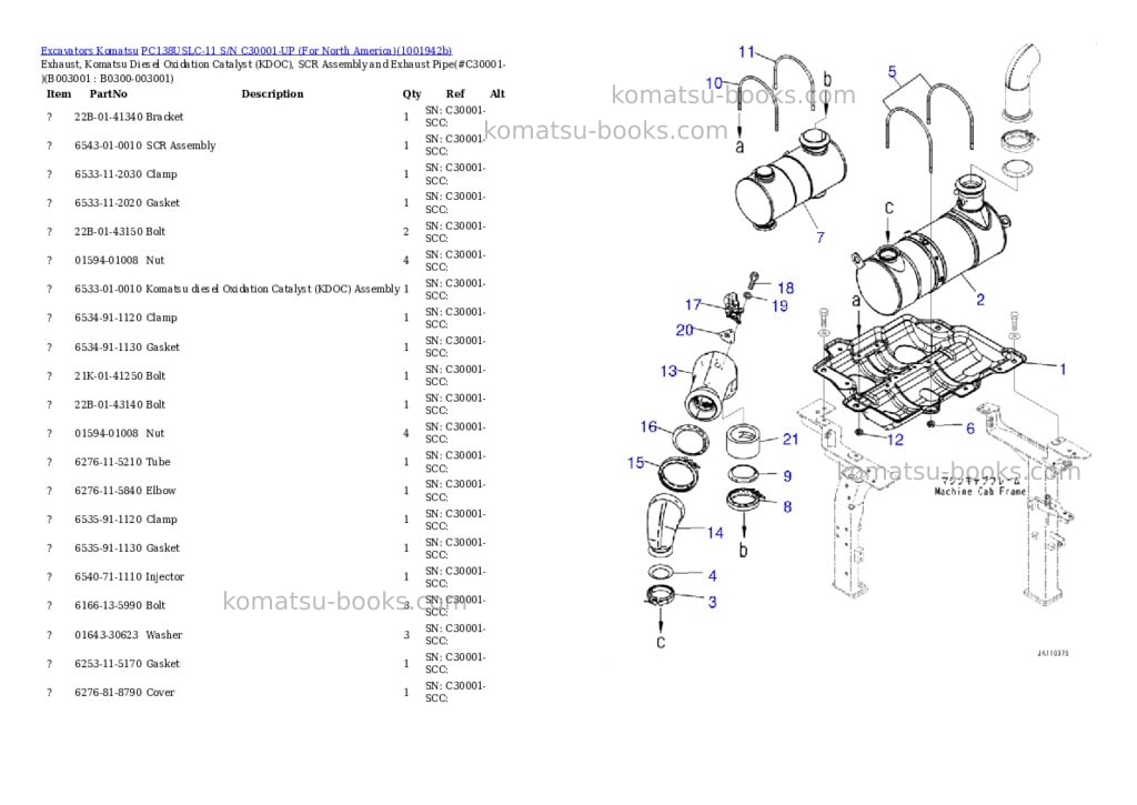 Komatsu PC138USLC-11 S/N C30001-UP (For North America) Parts catalog cover Page 10