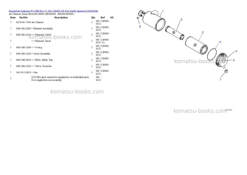Komatsu PC138USLC-11 S/N C30001-UP (For North America) Parts catalog cover Page 5