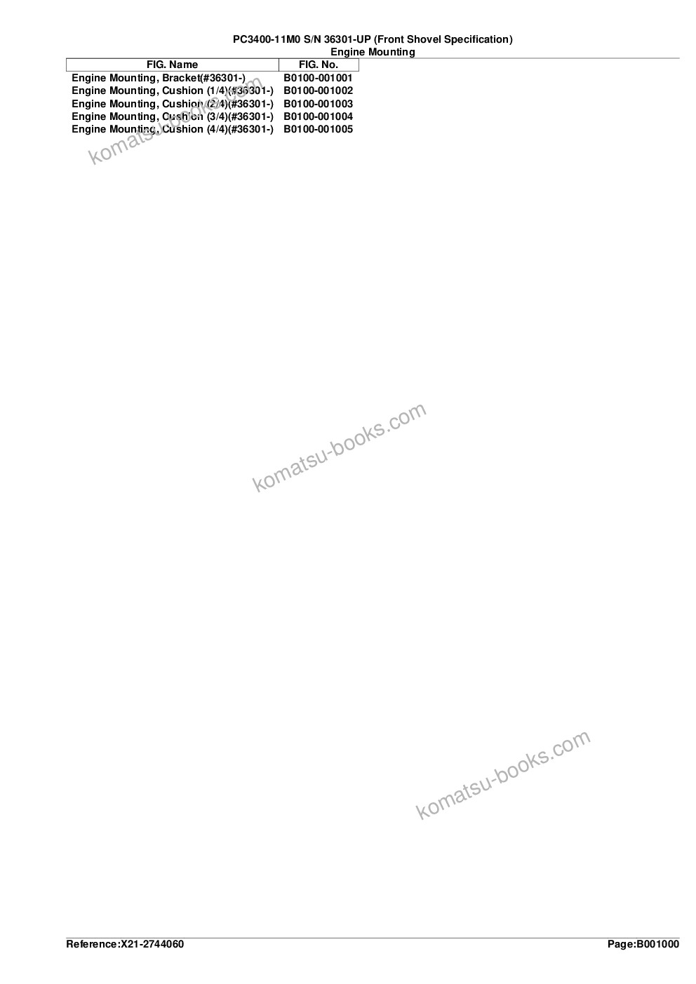 Komatsu PC3400-11M0 S/N 36301-UP (Front Shovel Specification) Parts catalog cover Page 3 Komatsu PC3400-11M0 S/N 36301-UP (Front Shovel Specification) Parts catalog cover Page 3