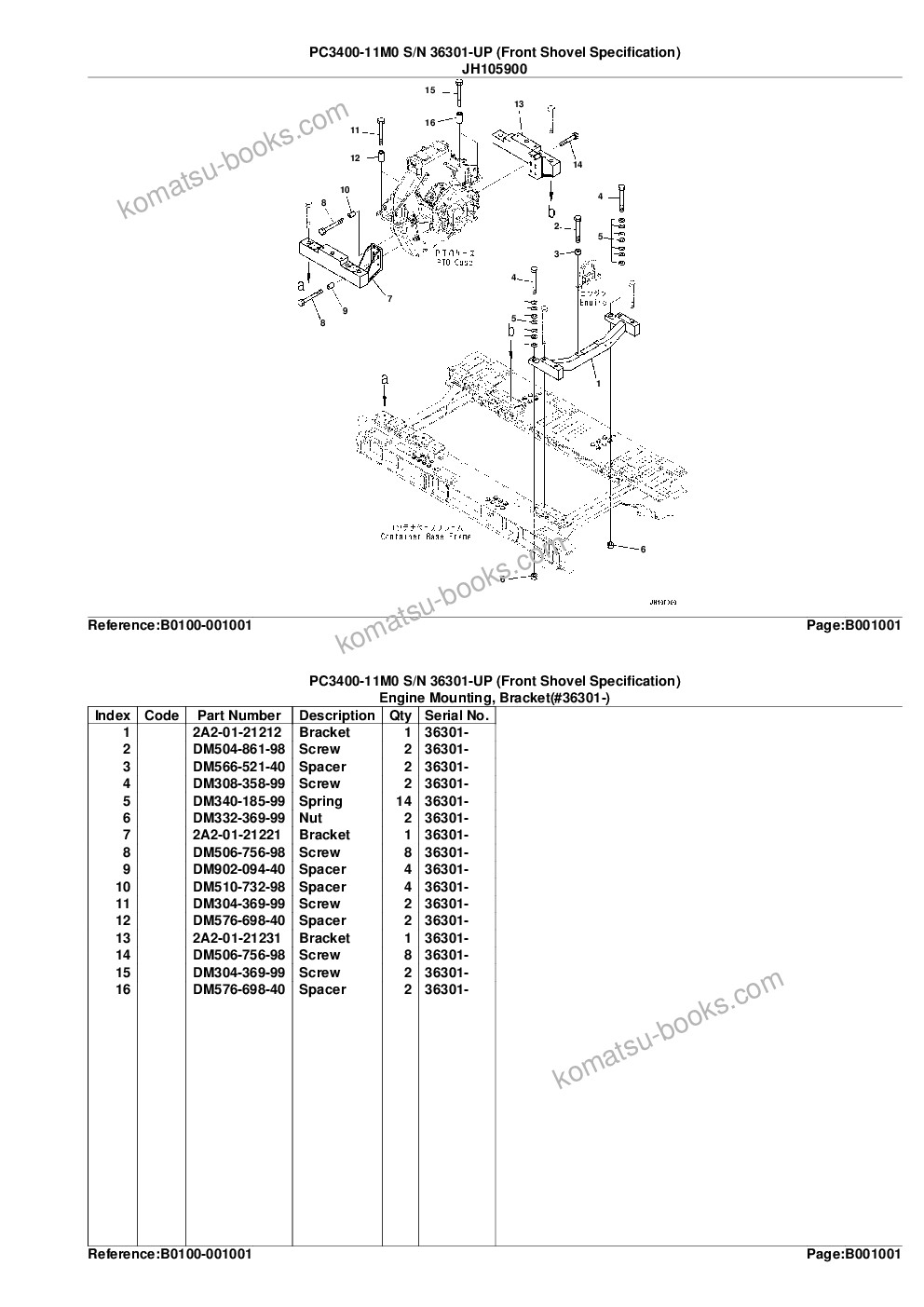 Komatsu PC3400-11M0 S/N 36301-UP (Front Shovel Specification) Parts catalog cover Page 4 Komatsu PC3400-11M0 S/N 36301-UP (Front Shovel Specification) Parts catalog cover Page 4