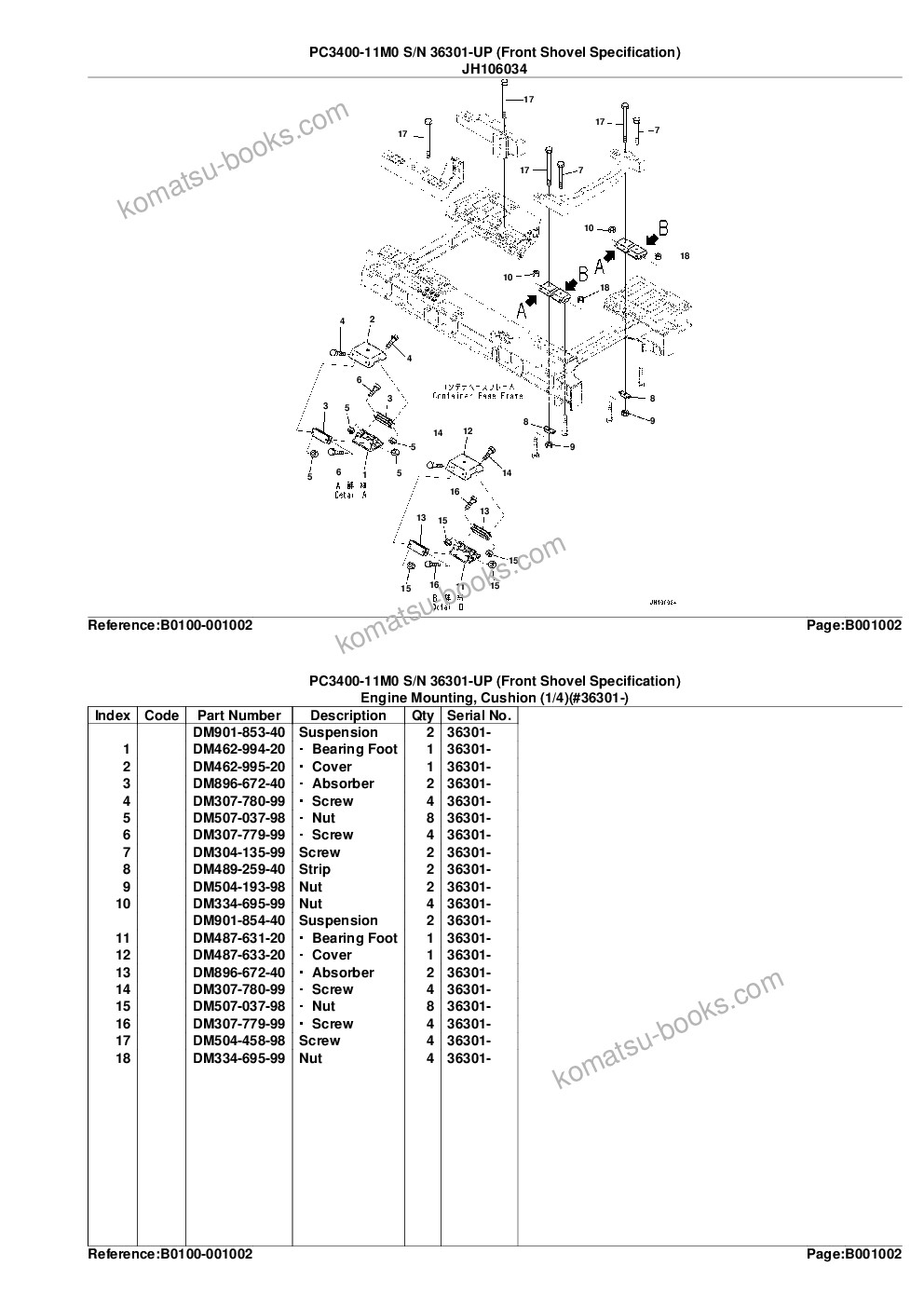 Komatsu PC3400-11M0 S/N 36301-UP (Front Shovel Specification) Parts catalog cover Page 5 Komatsu PC3400-11M0 S/N 36301-UP (Front Shovel Specification) Parts catalog cover Page 5