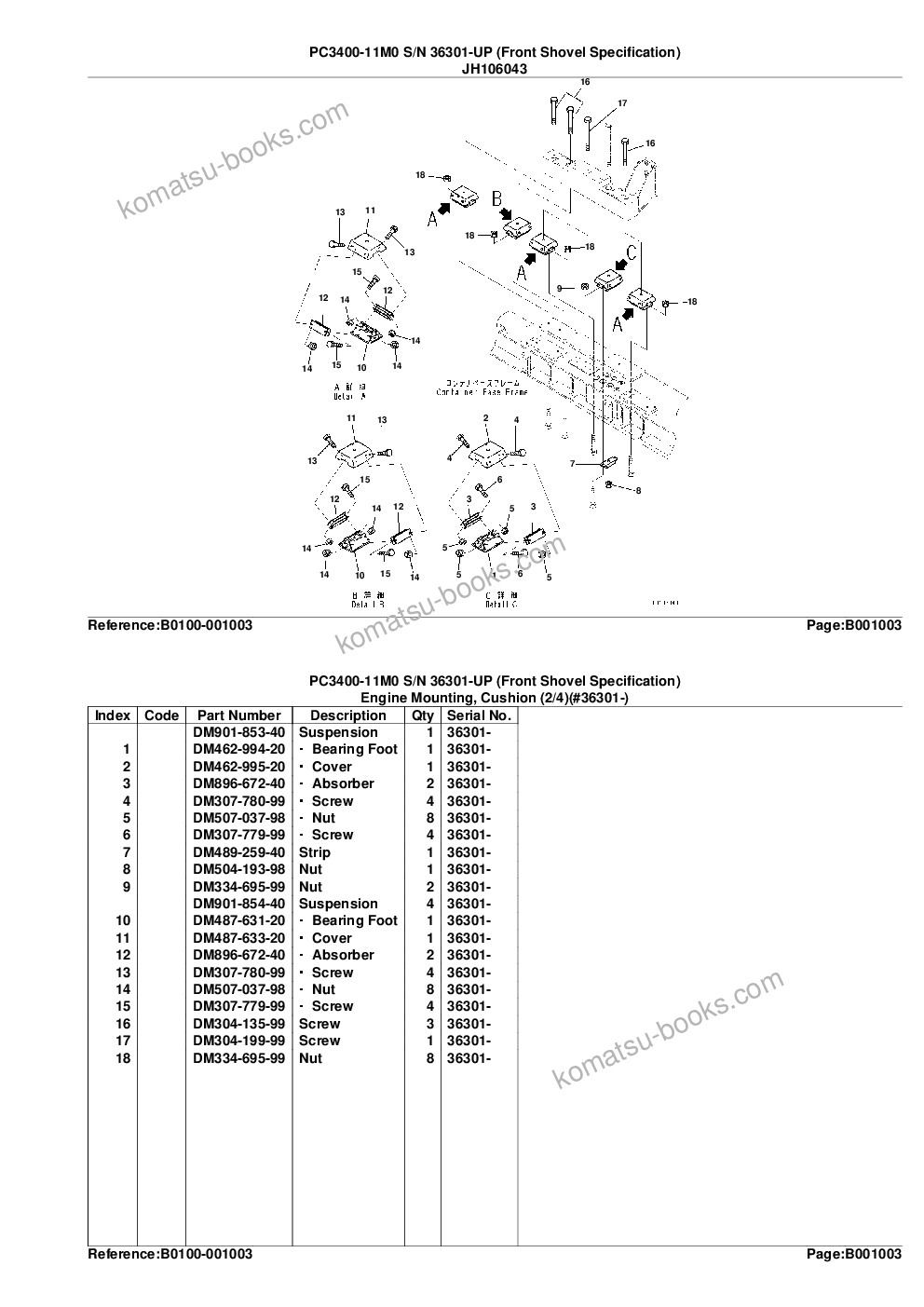 Komatsu PC3400-11M0 S/N 36301-UP (Front Shovel Specification) Parts catalog cover Page 6 Komatsu PC3400-11M0 S/N 36301-UP (Front Shovel Specification) Parts catalog cover Page 6