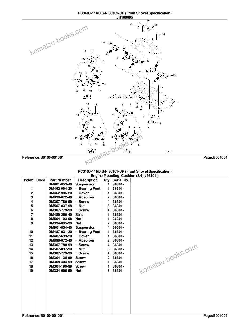 Komatsu PC3400-11M0 S/N 36301-UP (Front Shovel Specification) Parts catalog cover Page 7 Komatsu PC3400-11M0 S/N 36301-UP (Front Shovel Specification) Parts catalog cover Page 7