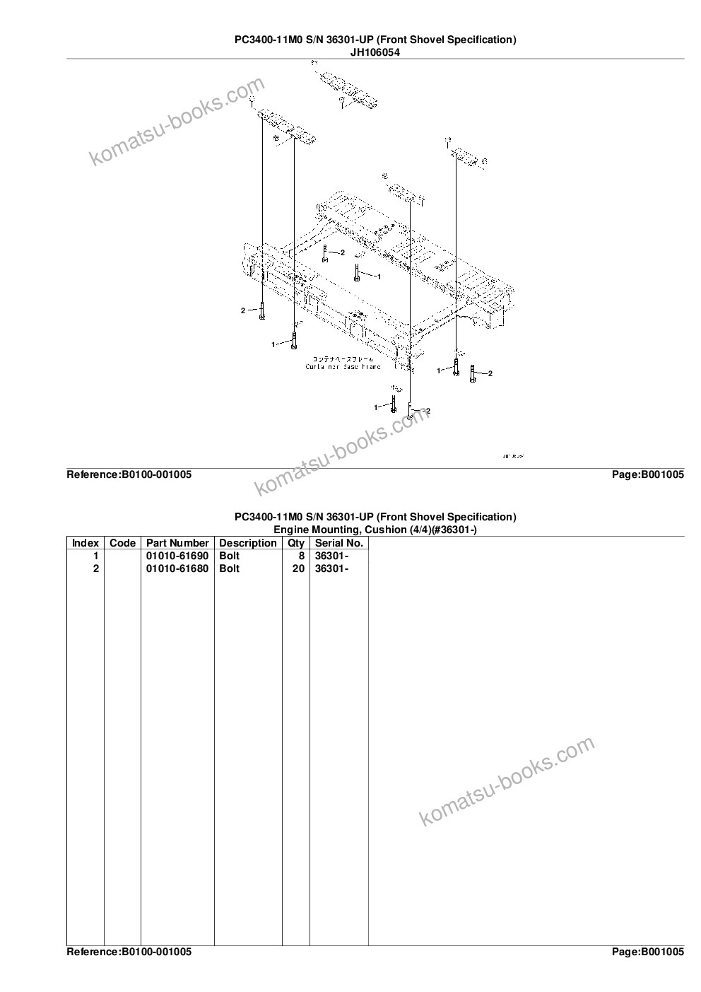 Komatsu PC3400-11M0 S/N 36301-UP (Front Shovel Specification) Parts catalog cover Page 8 Komatsu PC3400-11M0 S/N 36301-UP (Front Shovel Specification) Parts catalog cover Page 8