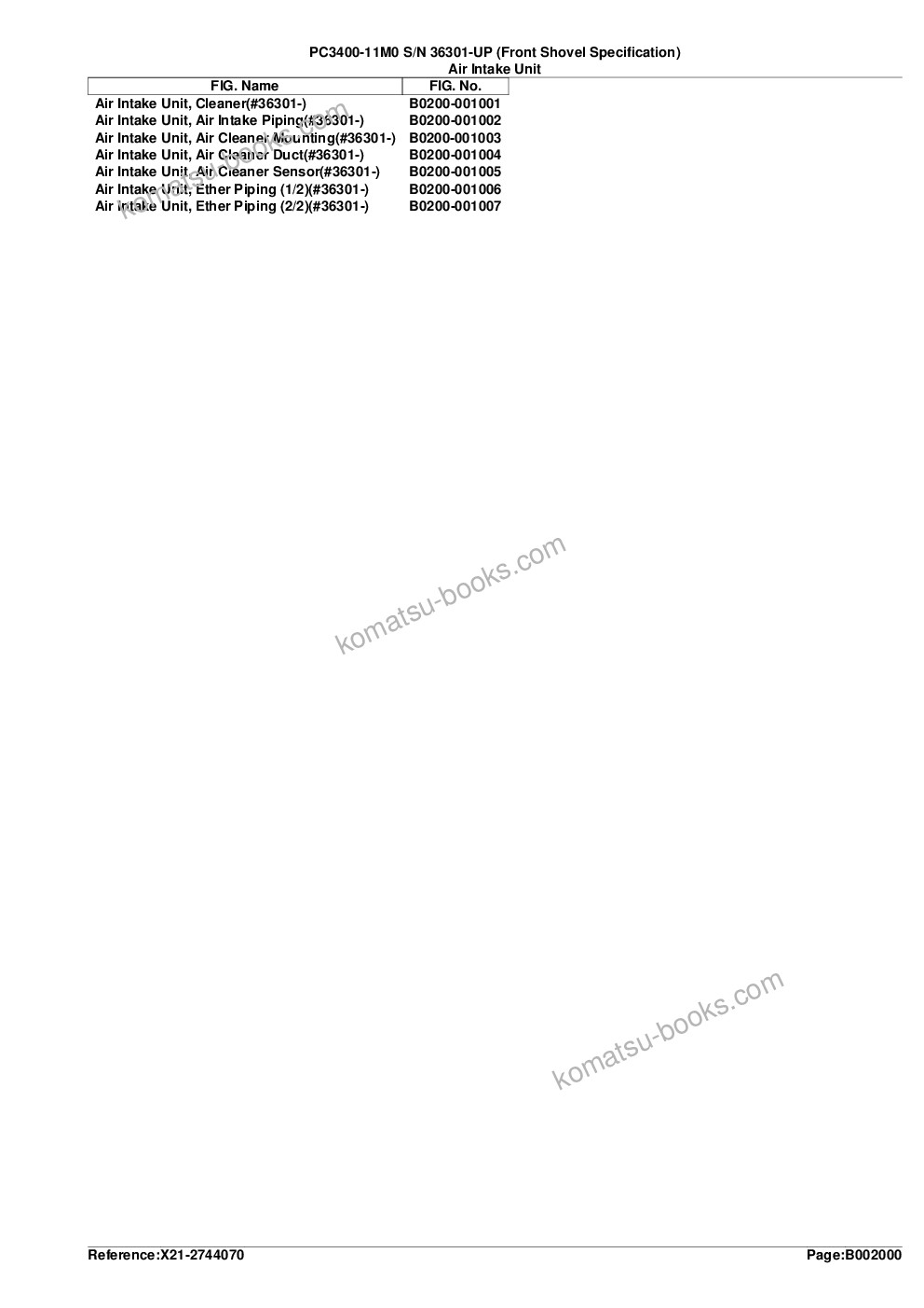 Komatsu PC3400-11M0 S/N 36301-UP (Front Shovel Specification) Parts catalog cover Page 9 Komatsu PC3400-11M0 S/N 36301-UP (Front Shovel Specification) Parts catalog cover Page 9