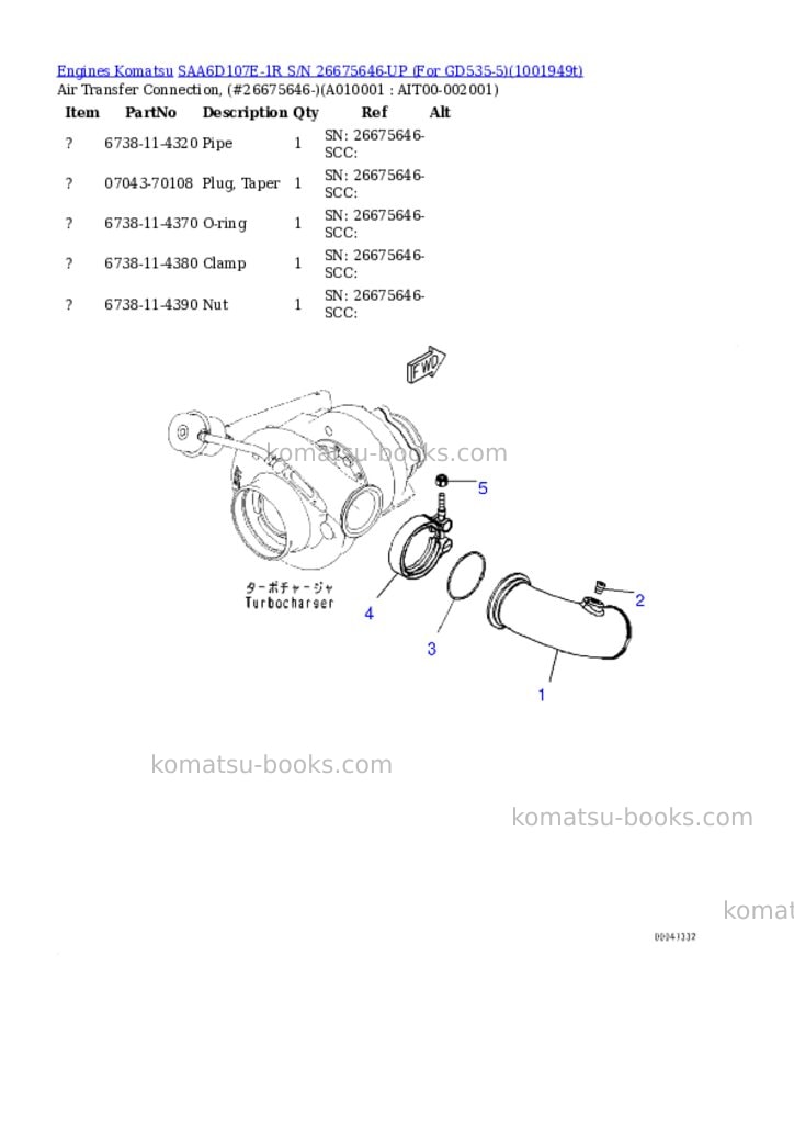 Komatsu SAA6D107E-1R S/N 26675646-UP (For GD535-5) Parts catalog cover Page 10