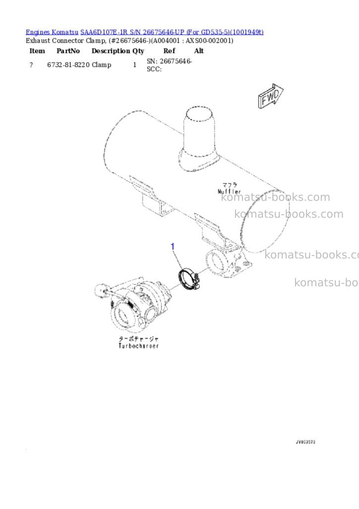 Komatsu SAA6D107E-1R S/N 26675646-UP (For GD535-5) Parts catalog cover Page 4