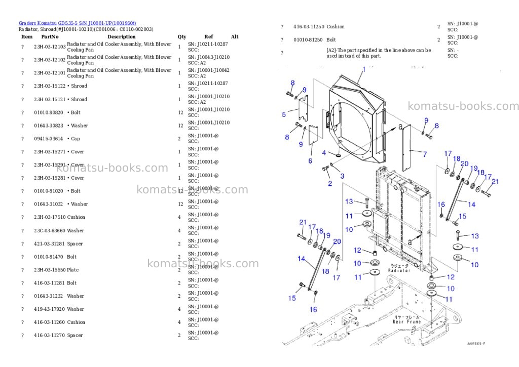 Komatsu GD535-5 S/N J10001-UP Parts catalog cover Page 10