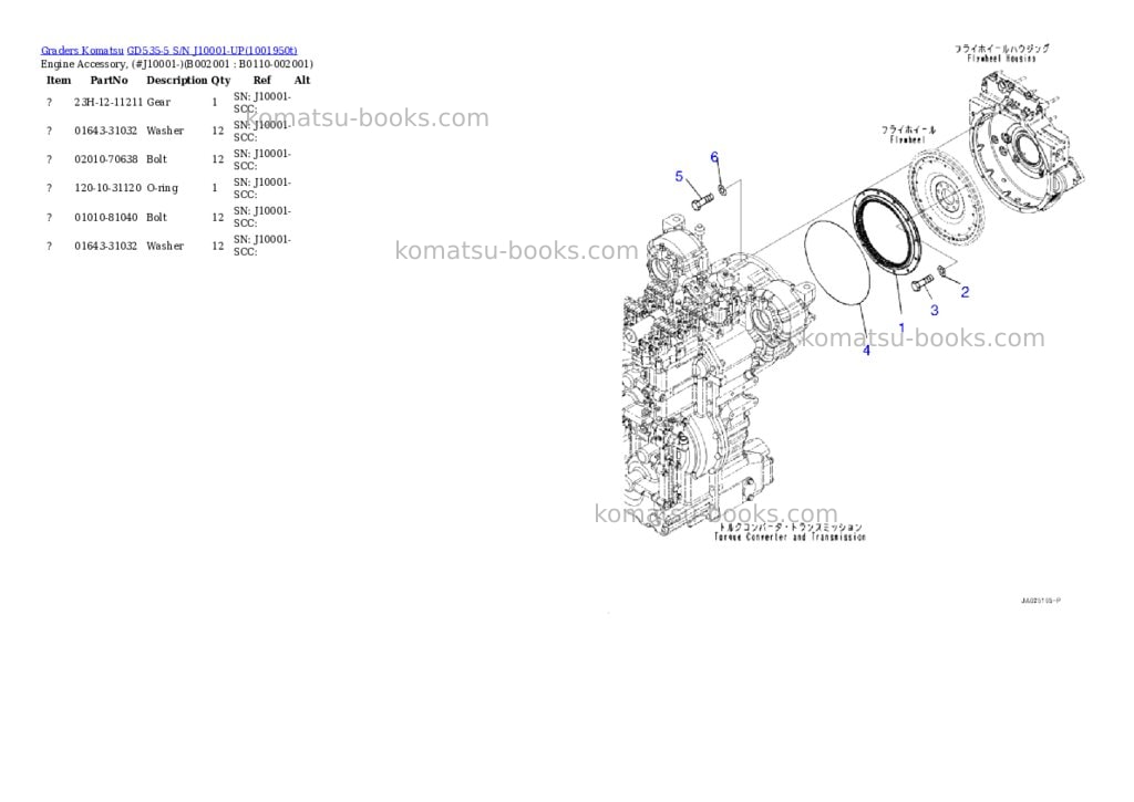 Komatsu GD535-5 S/N J10001-UP Parts catalog cover Page 2