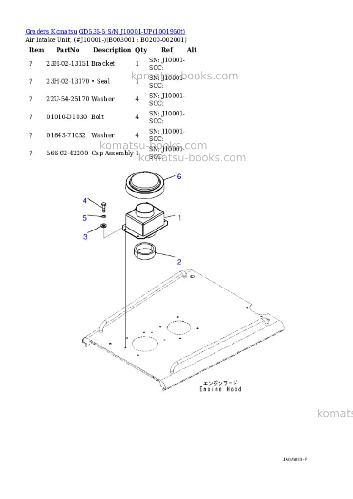 Komatsu GD535-5 S/N J10001-UP Parts catalog cover Page 3
