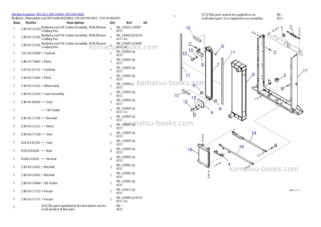 Komatsu GD535-5 S/N J10001-UP Parts catalog cover Page 5