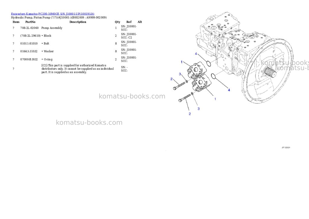 Komatsu PC200-10M0CE S/N J10001-UP Parts catalog cover Page 10
