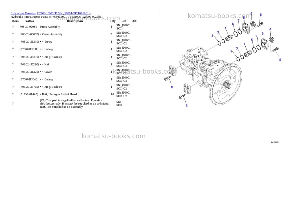 Komatsu PC200-10M0CE S/N J10001-UP Parts catalog cover Page 7