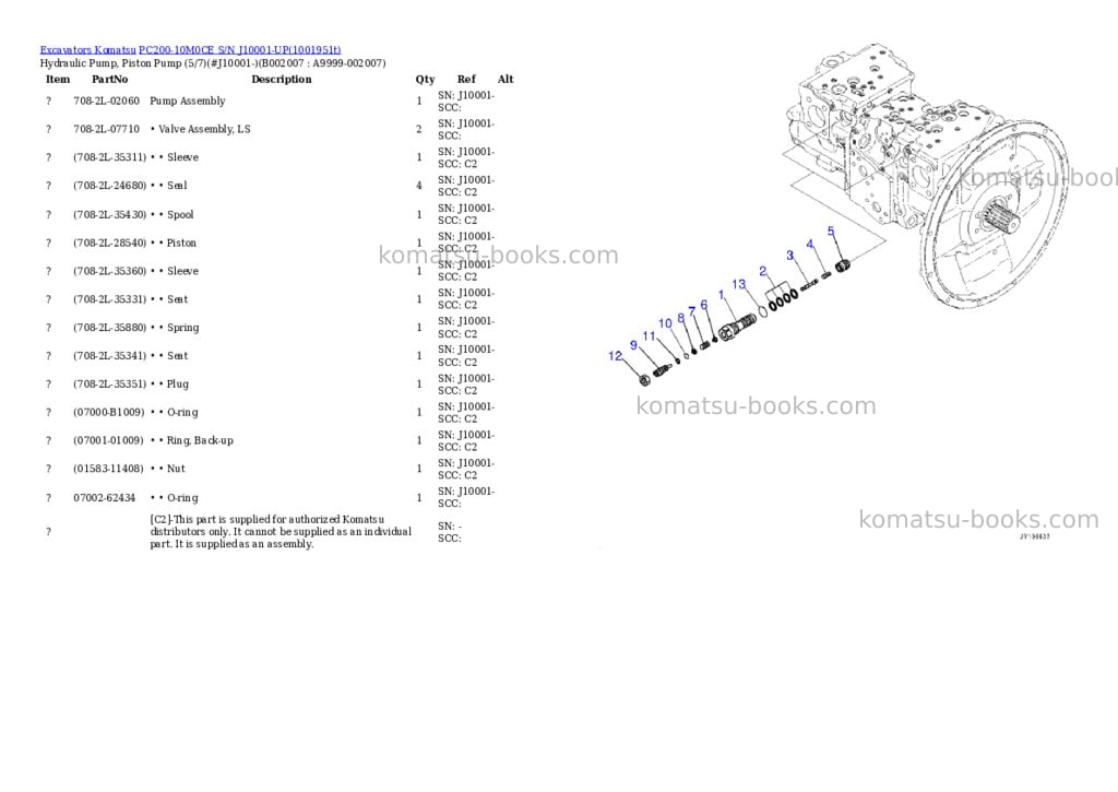 Komatsu PC200-10M0CE S/N J10001-UP Parts catalog cover Page 8