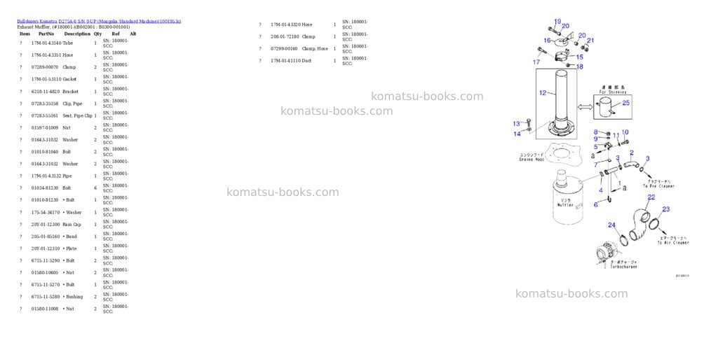 Komatsu D275A-6 S/N 0-UP (Mongolia Standard Machine) Parts catalog cover