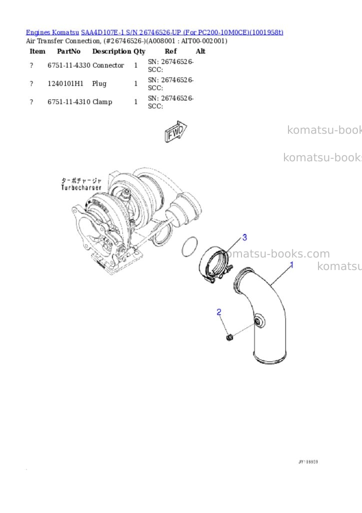 Komatsu SAA4D107E-1 S/N 26746526-UP (For PC200-10M0CE) Parts catalog cover Page 7