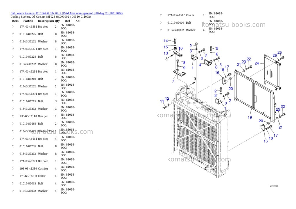 Komatsu D155AX-6 S/N 0-UP (Cold Area Arrangement (-30 deg C)) Parts catalog cover Page 10 Komatsu D155AX-6 S/N 0-UP (Cold Area Arrangement (-30 deg C)) Parts catalog cover Page 10