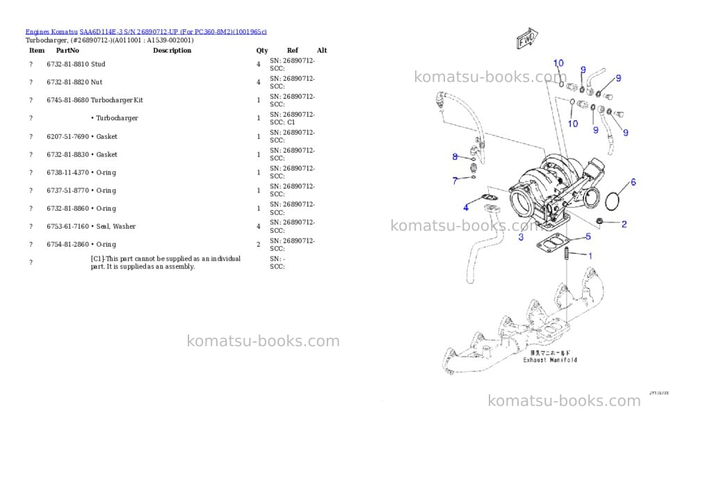 Komatsu SAA6D114E-3 S/N 26890712-UP (For PC360-8M2) Parts catalog cover Page 10 Komatsu SAA6D114E-3 S/N 26890712-UP (For PC360-8M2) Parts catalog cover Page 10