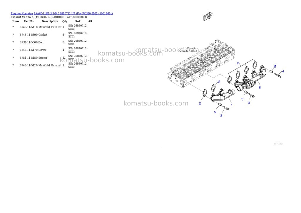 Komatsu SAA6D114E-3 S/N 26890712-UP (For PC360-8M2) Parts catalog cover Page 9 Komatsu SAA6D114E-3 S/N 26890712-UP (For PC360-8M2) Parts catalog cover Page 9