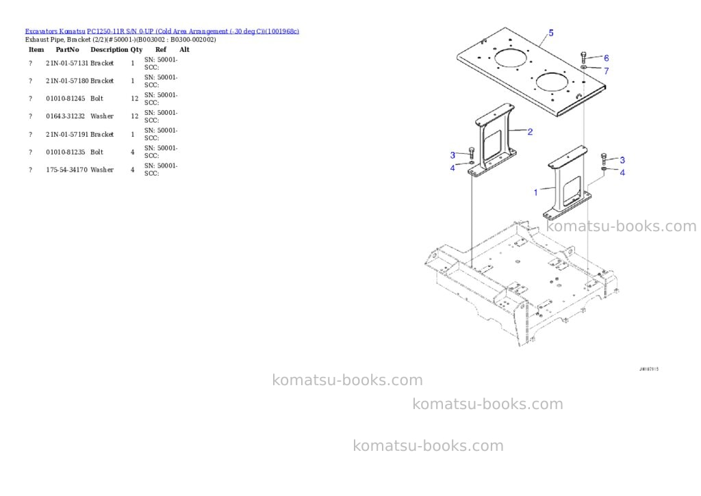 Komatsu PC1250-11R S/N 0-UP (Cold Area Arrangement (-30 deg C)) Parts catalog cover Page 10