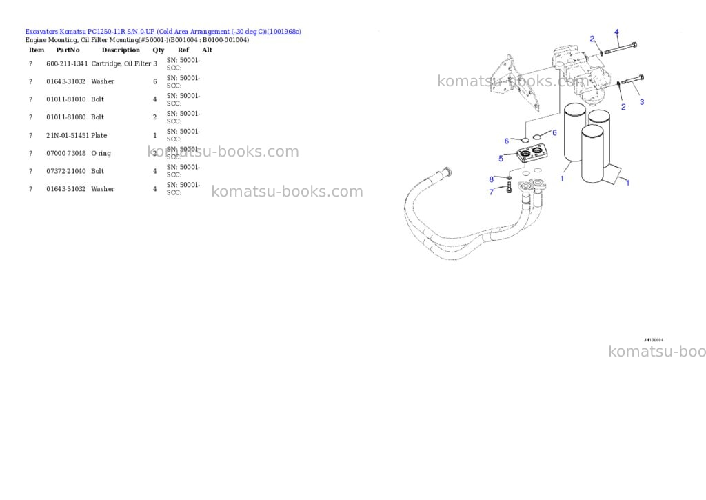 Komatsu PC1250-11R S/N 0-UP (Cold Area Arrangement (-30 deg C)) Parts catalog cover Page 3