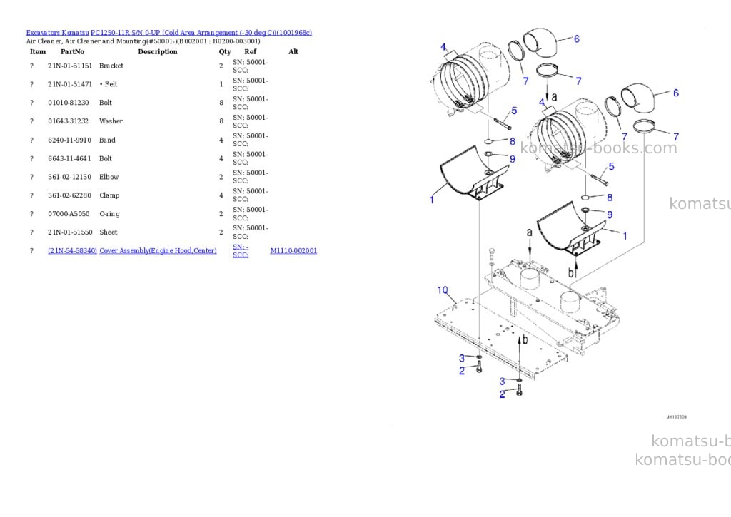 Komatsu PC1250-11R S/N 0-UP (Cold Area Arrangement (-30 deg C)) Parts catalog cover Page 4