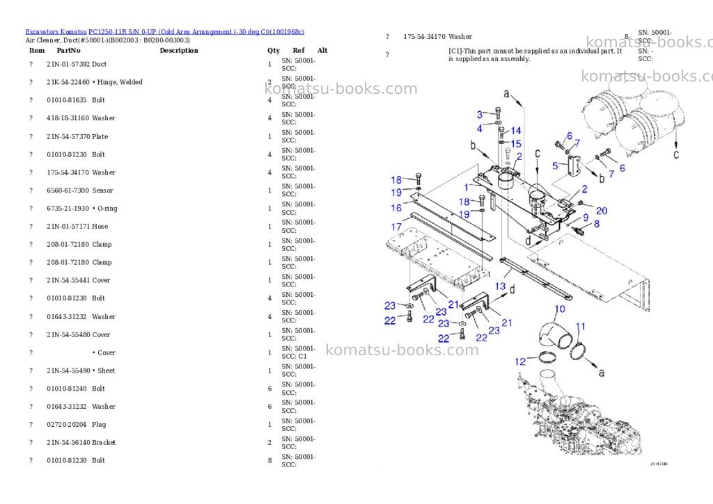 Komatsu PC1250-11R S/N 0-UP (Cold Area Arrangement (-30 deg C)) Parts catalog cover Page 6