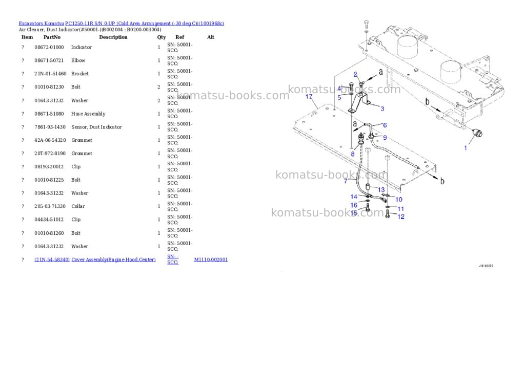Komatsu PC1250-11R S/N 0-UP (Cold Area Arrangement (-30 deg C)) Parts catalog cover Page 7
