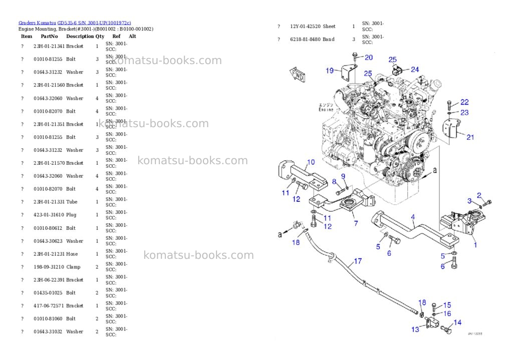 Komatsu GD535-6 S/N 3001-UP Parts catalog cover Komatsu GD535-6 S/N 3001-UP Parts catalog cover
