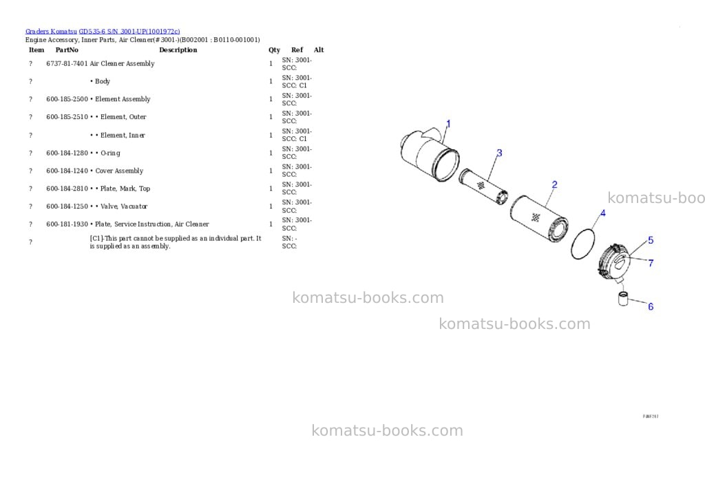 Komatsu GD535-6 S/N 3001-UP Parts catalog cover Page 2 Komatsu GD535-6 S/N 3001-UP Parts catalog cover Page 2