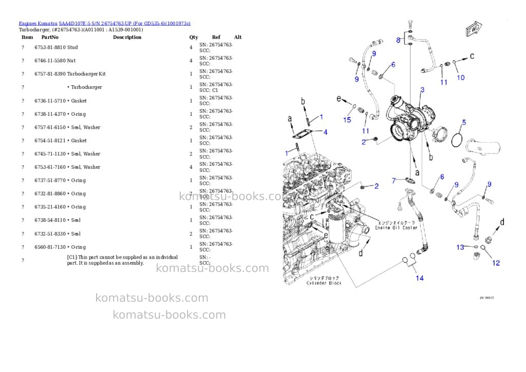 Komatsu SAA4D107E-5 S/N 26754763-UP (For GD535-6) Parts catalog cover Page 10