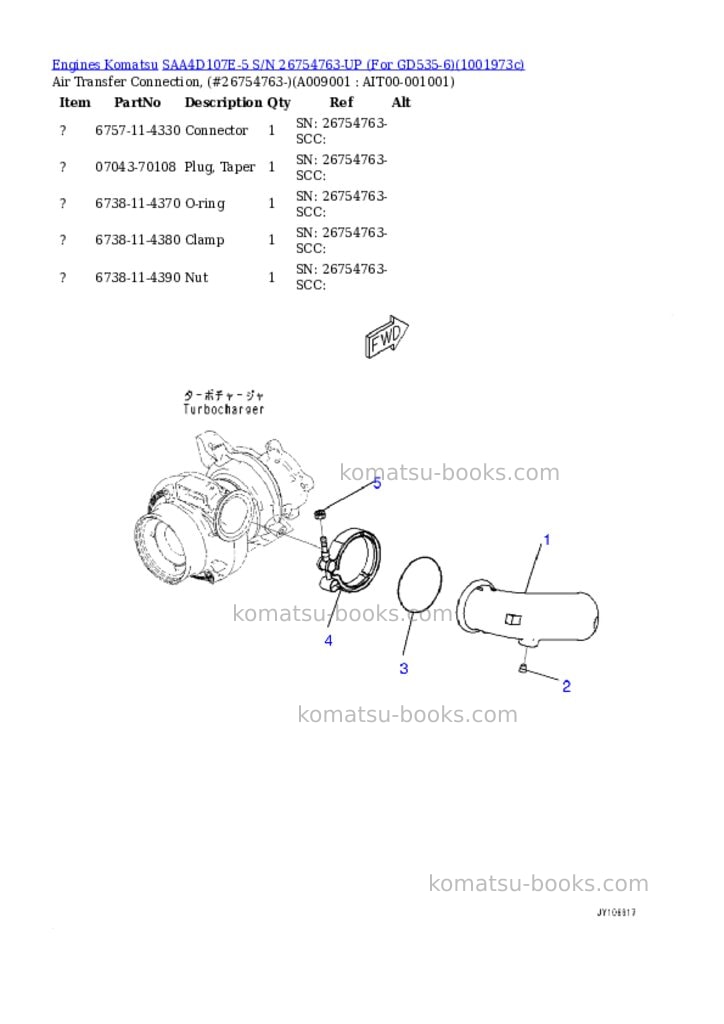 Komatsu SAA4D107E-5 S/N 26754763-UP (For GD535-6) Parts catalog cover Page 8