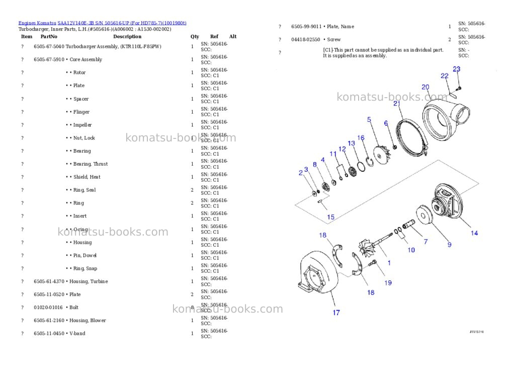 Komatsu SAA12V140E-3B S/N 505616-UP (For HD785-7) Parts catalog cover Page 8