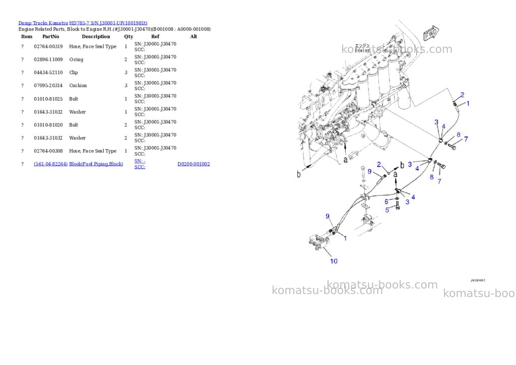 Komatsu HD785-7 S/N J30001-UP Parts catalog cover Page 5 Komatsu HD785-7 S/N J30001-UP Parts catalog cover Page 5
