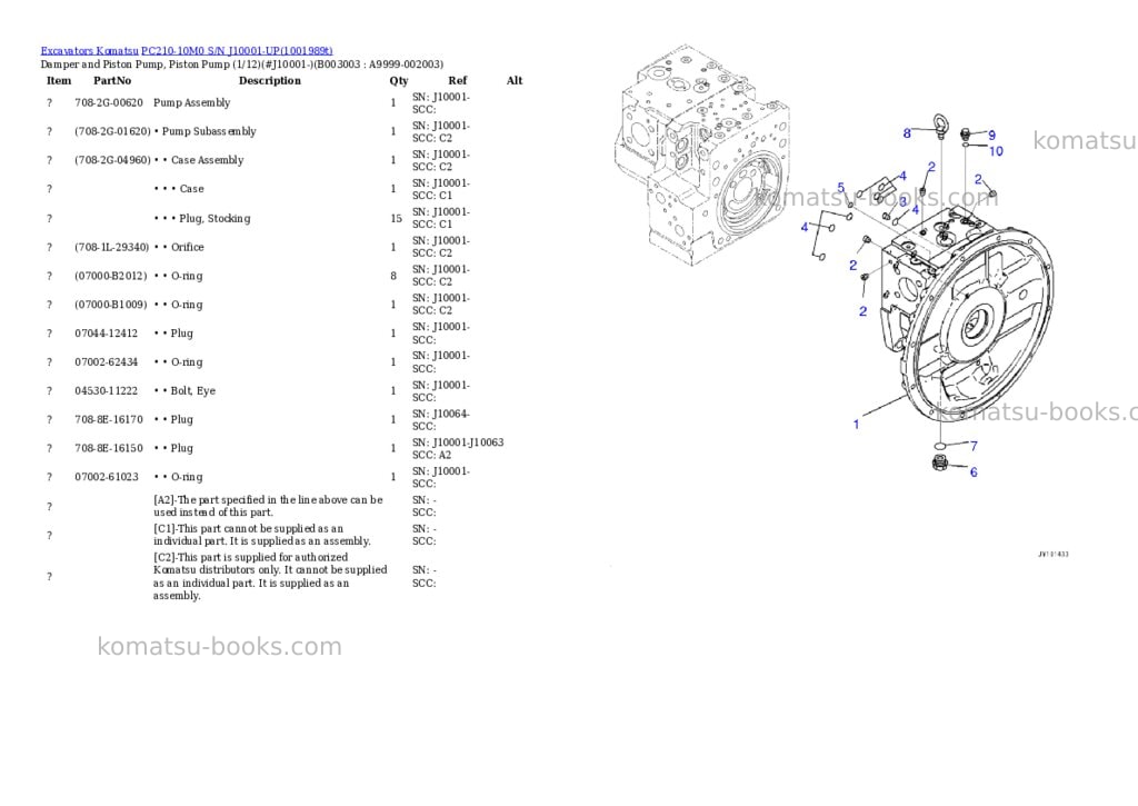 Komatsu PC210-10M0 S/N J10001-UP Parts catalog cover Page 10 Komatsu PC210-10M0 S/N J10001-UP Parts catalog cover Page 10