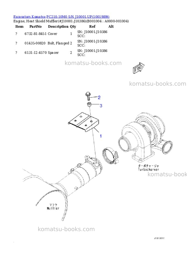 Komatsu PC210-10M0 S/N J10001-UP Parts catalog cover Page 3 Komatsu PC210-10M0 S/N J10001-UP Parts catalog cover Page 3