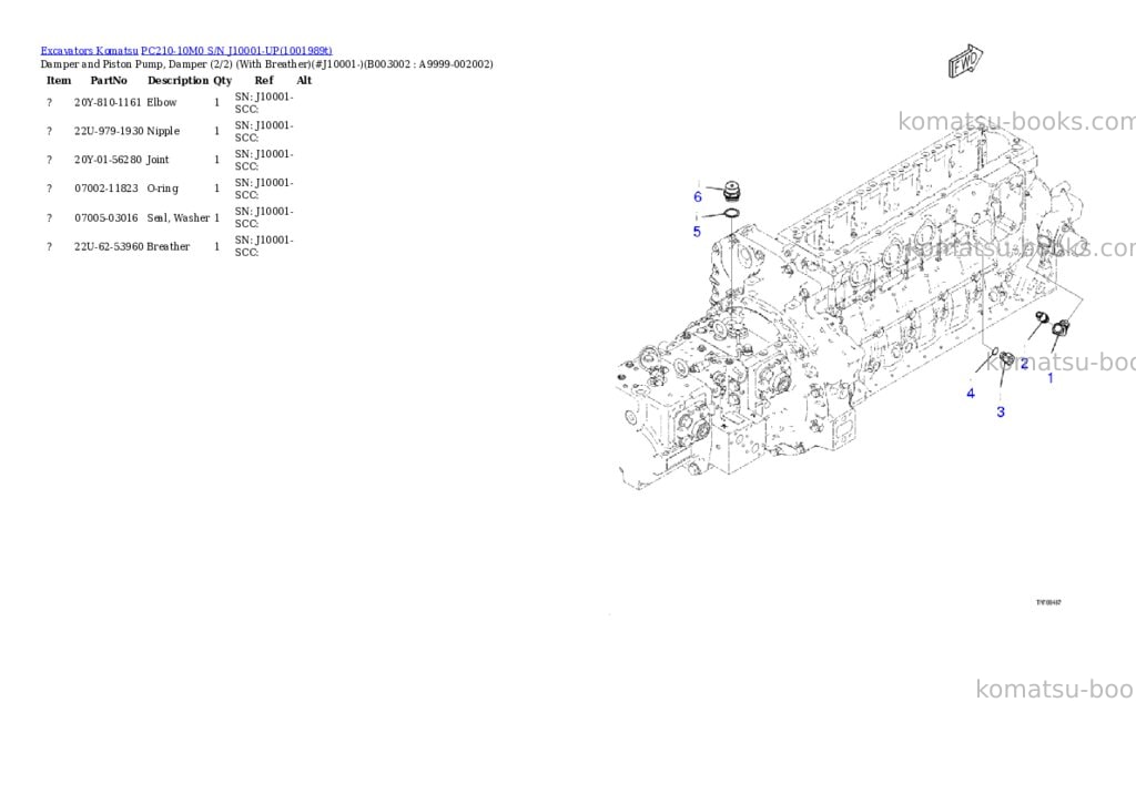 Komatsu PC210-10M0 S/N J10001-UP Parts catalog cover Page 9 Komatsu PC210-10M0 S/N J10001-UP Parts catalog cover Page 9